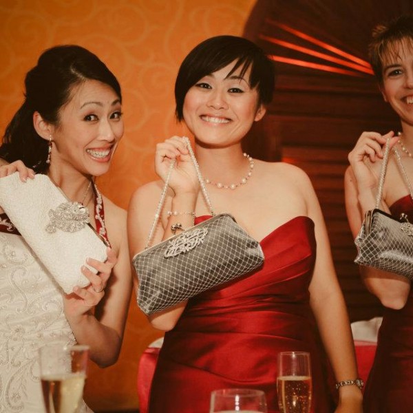 Bride and Bridesmaids with ANGEE W. clutches
